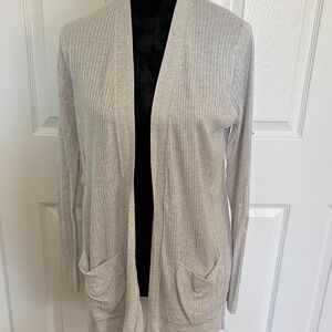 Matty M Light Gray Ribbed Cardigan